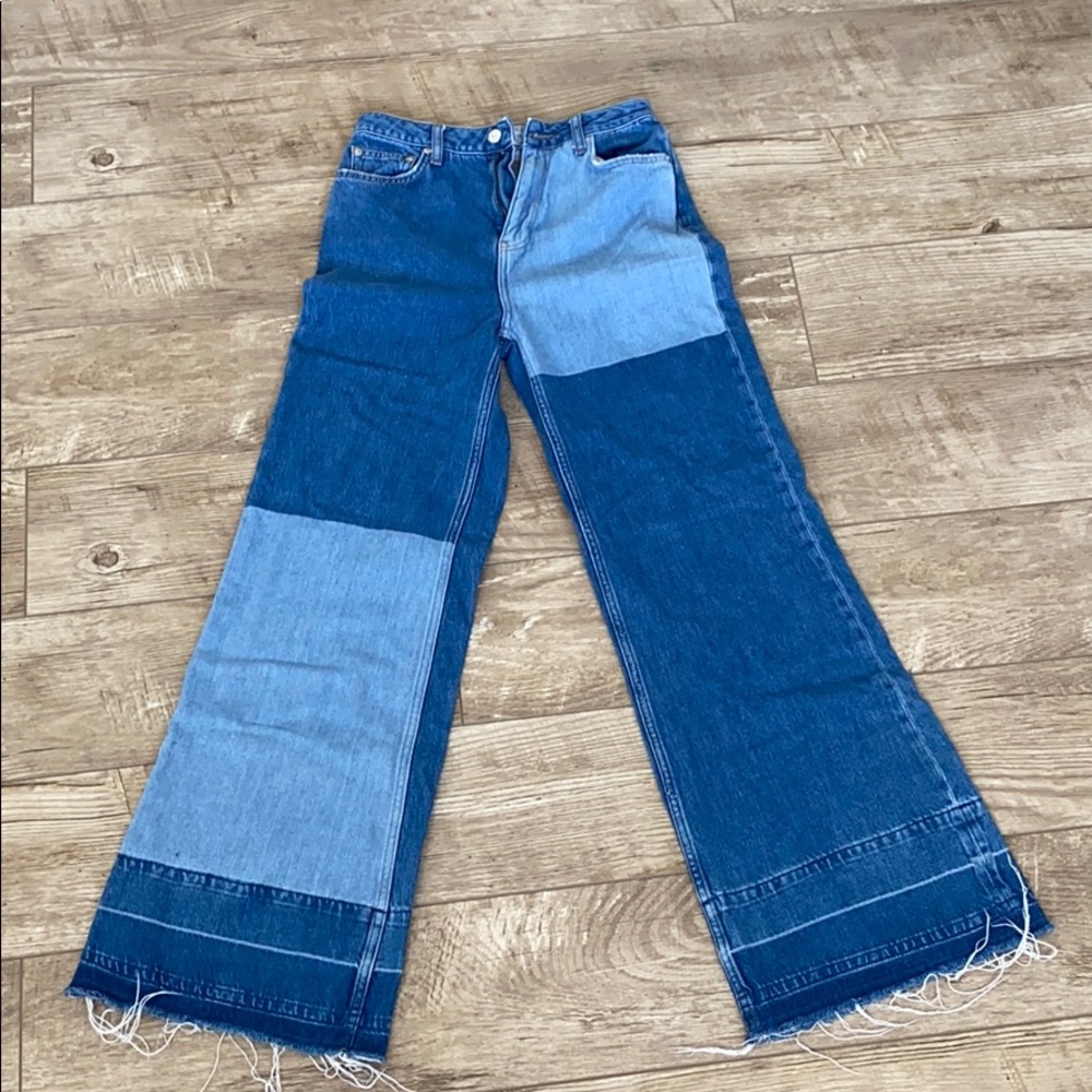 Free People Wide Leg High Rise Jeans Multicolored